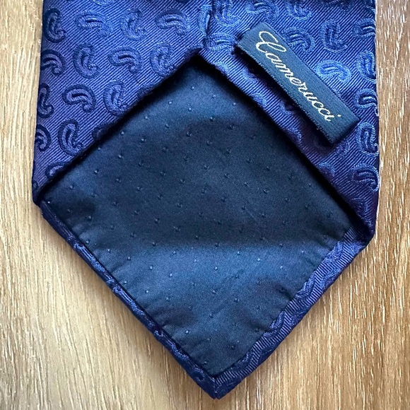 CAMERUCCI Blue Paisley Silk Tie - Picture 1 of 6